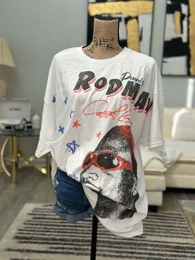 Philcos Dennis Rodman 2X White Graphic T-Shirt